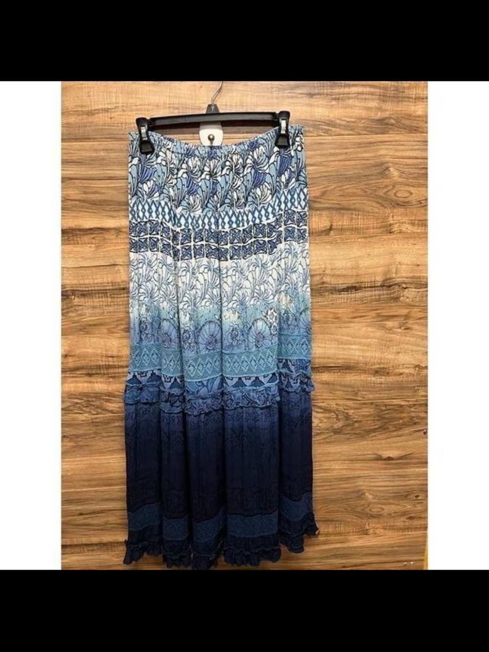 Dressbarn Boho Ombre Blue Maxi Skirt